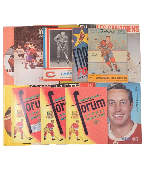 Montreal Forum 1950s/1980s Montreal Canadiens Hockey Program Collection of 70+ with 1956-57 All-Star Game Program
