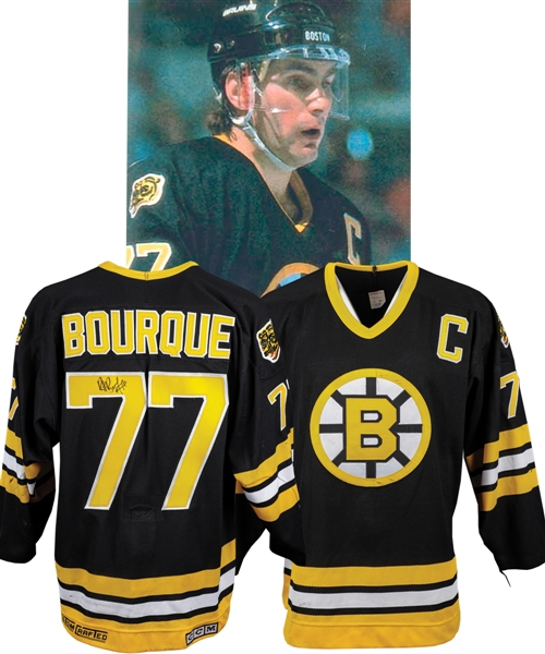 Ray Bourques 1988-89 Boston Bruins Signed Game-Worn Captains Jersey with LOA - Photo-Matched!