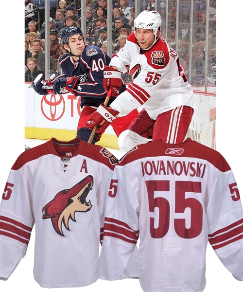 Ed Jovanovskis 2007-08 Phoenix Coyotes Game-Worn Alternate Captains Jersey with Team LOA - Photo-Matched!