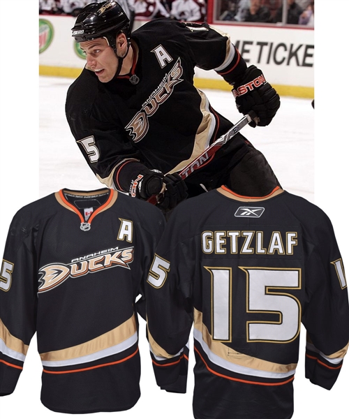 Ryan Getzlafs 2008-09 Anaheim Ducks Game-Worn Alternate Captains Jersey with Team LOA - Team Repairs! - Photo-Matched!