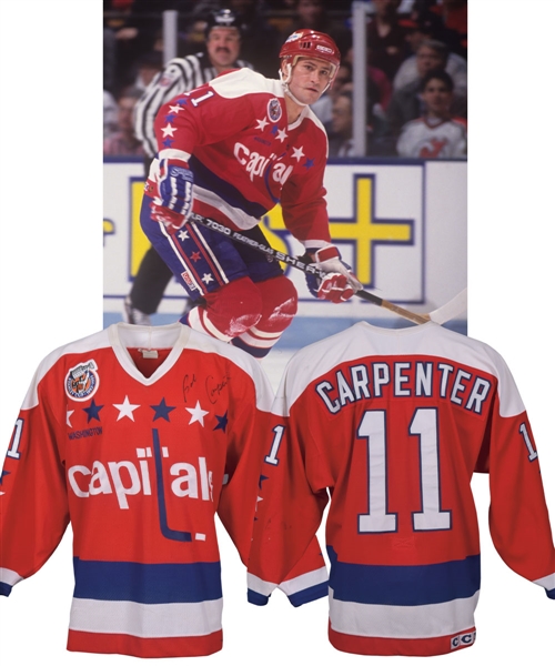 Bobby Carpenters 1992-93 Washington Capitals Signed Game-Worn Jersey - Centennial Patch!