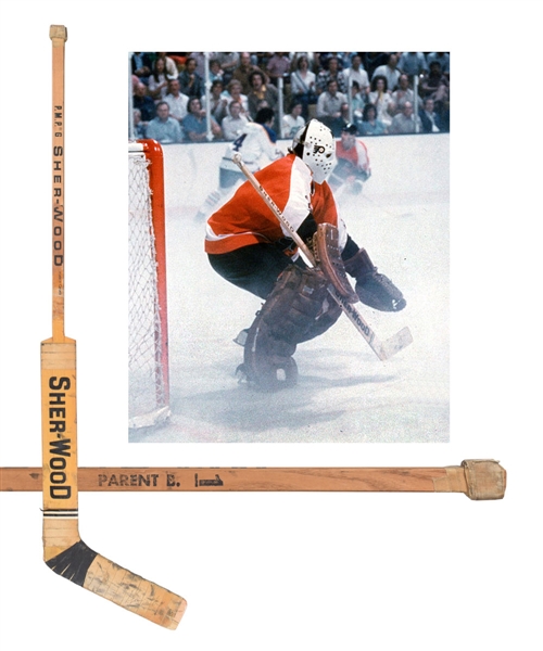 Bernie Parents Mid-1970s Philadelphia Flyers Signed Sher-Wood Game-Used Stick