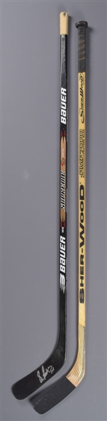 Philadelphia Flyers Greats Eric Lindros and John LeClairs Signed Game-Used Sticks