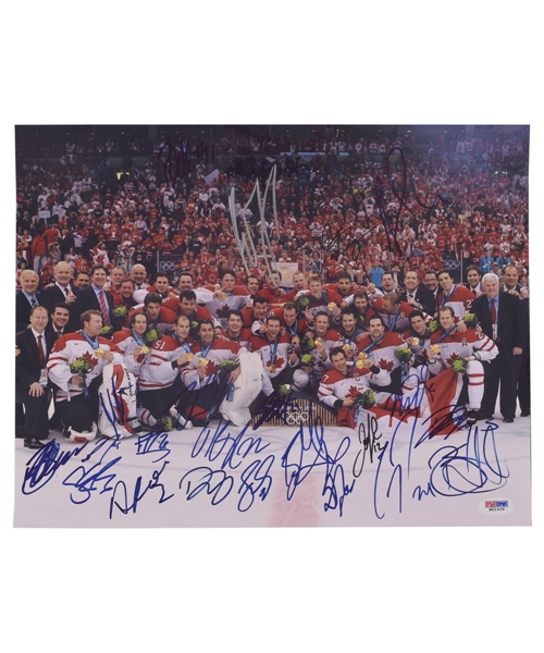 Team Canada 2010 Winter Olympics Gold Medal Winners Team-Signed Photo (14” x 11”) with PSA/DNA LOA