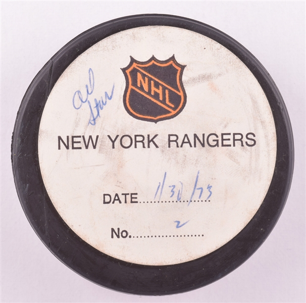 Rene Roberts 1973 NHL All-Star Game "East All-Stars" Goal Puck from the NHL Goal Puck Program - 1st All-Star Game Goal of Career