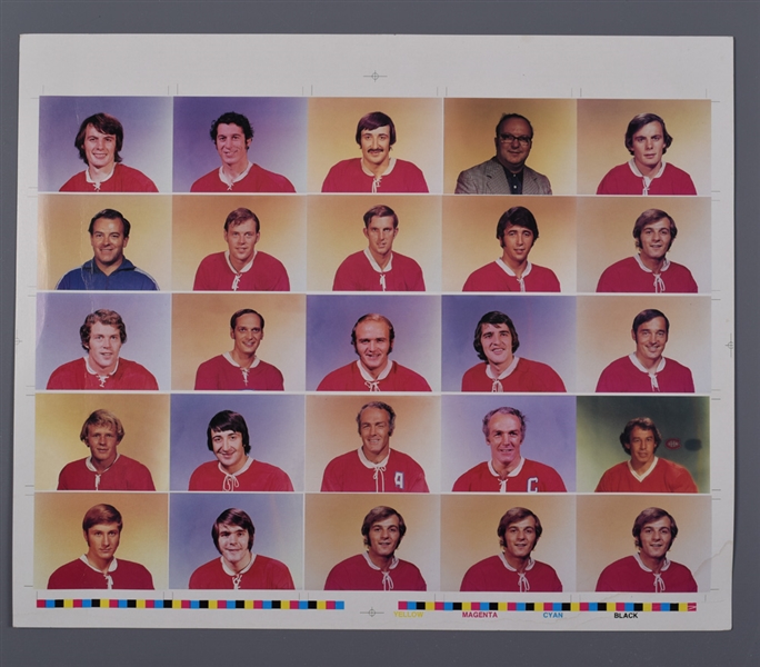 Montreal Canadiens Early-1970s Hockey Card/Picture Uncut Proof Sheet