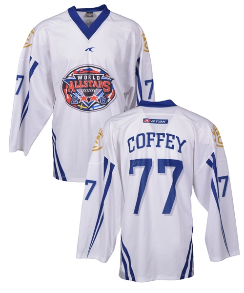 Paul Coffeys Signed 2006 World All Stars Hockey Game Event-Worn Jersey with His Signed LOA