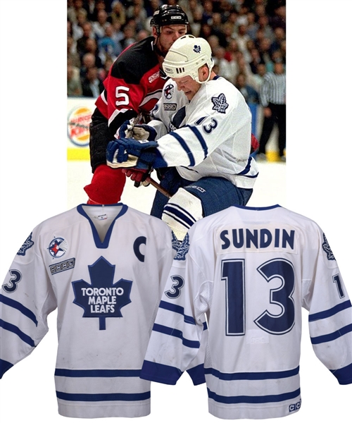 Mats Sundins 1999-2000 Toronto Maple Leafs Game-Worn Captains Playoffs Home Jersey with LOA - 2000 Patch! - All-Star Game Patch! - Photo-Matched!