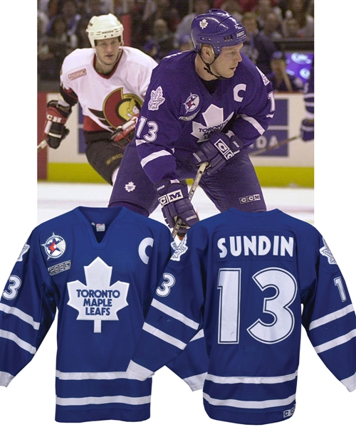 Mats Sundins 1999-2000 Toronto Maple Leafs Game-Worn Captains Playoffs Away Jersey with Team LOA - 2000 Patch! - All-Star Game Patch!