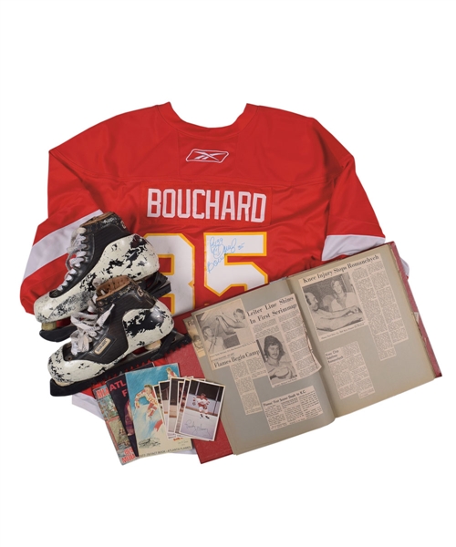 Dan Bouchards 1985-86 Winnipeg Jets Game-Used Skates Plus Flames/NHL Memorabilia Collection with His Signed LOA