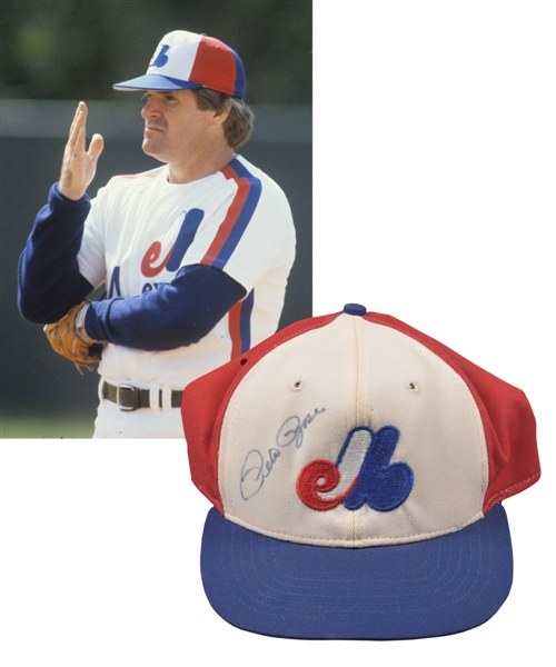 Pete Rose 1984 Montreal Expos Signed Game Cap