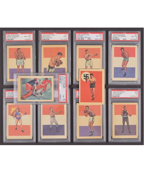 1956 Gum Products "Adventure" Complete 100-Card Set with Schmelling - Includes PSA-Graded Howe and Boxing Star Cards