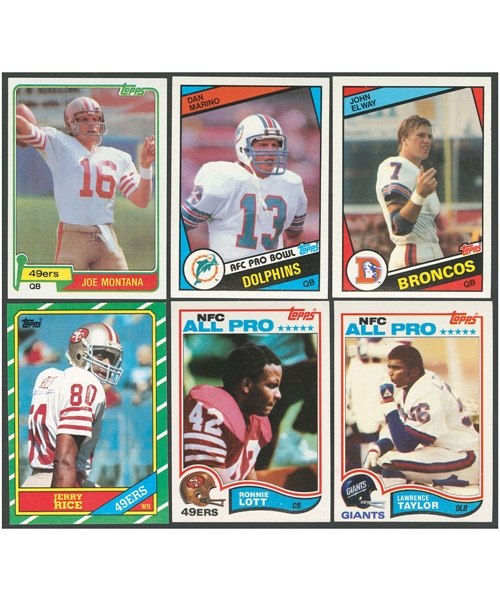 1981-90 Topps NFL Complete and Near Complete Set Collection of 10 Including Joe Montana and Dan Marino Rookie Cards