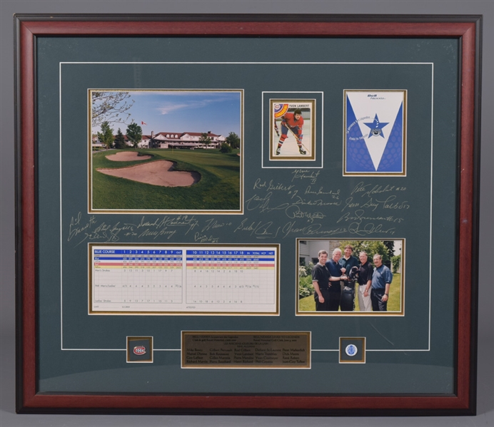 Yvon Lamberts Personal Golf Clubs and Bag, 2003 Heritage Classic Framed Display, Golf Framed Display Signed by 19 Including Lafleur, Moore, Bossy, Gilbert and Others Plus Canadiens Scrapbook