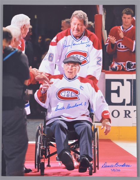 Emile "Butch" Bouchard #3 Jersey Retirement Ceremony Dual-Signed Limited-Edition Photo #28/50 with LOA (11” x 14”) 