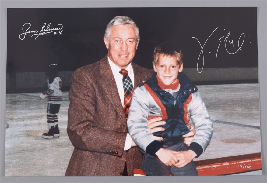 Jean Beliveau and Vincent Lecavalier Dual-Signed Limited-Edition Photo #15/100 with LOA (10" x 15") 