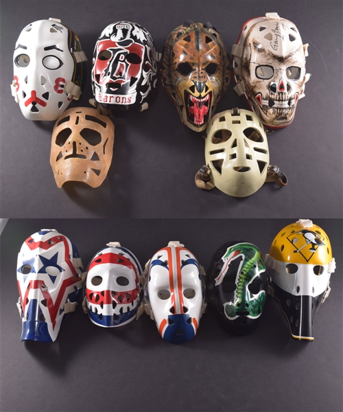 Vintage Replica Goalie Mask Collection of 11 Including Bromley, Meloche, Simmons, Gratton and Others