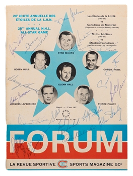 1967 All-Star Game Program Multi-Signed from the Pierre Pilote Collection Including Howe, Mikita, Hull, Keon and Others