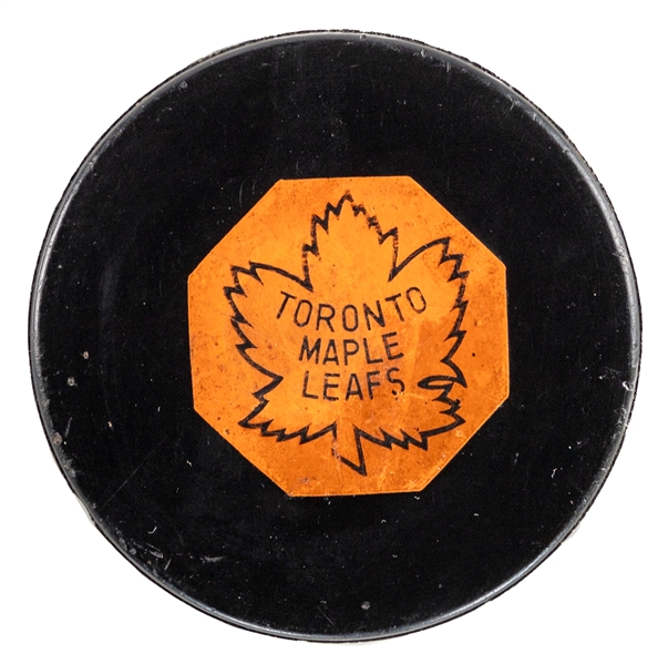 Toronto Maple Leafs 1962-64 "Original Six" Art Ross Game Puck from the Pierre Pilote Collection 