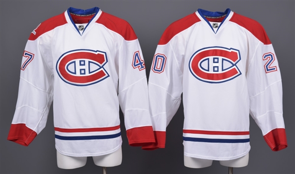 Marc-Andre Bergeron’s and Jay Leach’s 2009-10 Montreal Canadiens Game-Issued Away Jerseys with Team LOAs 