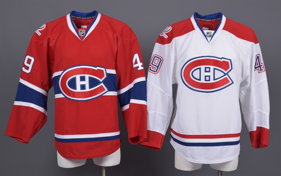 Ryan Russell’s 2009-10 Montreal Canadiens Game-Issued Home and Away Jerseys with Team LOAs - Centennial Patches! 
