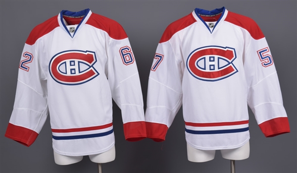 Benoit Pouliot’s and Frederic St-Denis’ 2010-11 Montreal Canadiens Game-Issued Away Jerseys with Team LOAs 