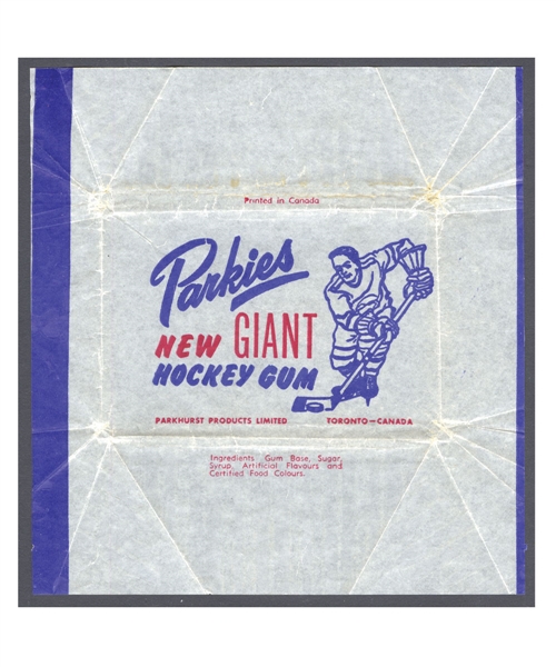 1953-54 Parkhurst Hockey Card Wrapper (5" x 5-15/16")
