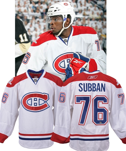 PK Subbans 2009-10 Montreal Canadiens Game-Worn Pre-Rookie Season Jersey with Team LOA - First Regular Season Jersey Worn by Subban! - 1st Point and 1st Goal Jersey! - Photo-Matched to Playoffs!
