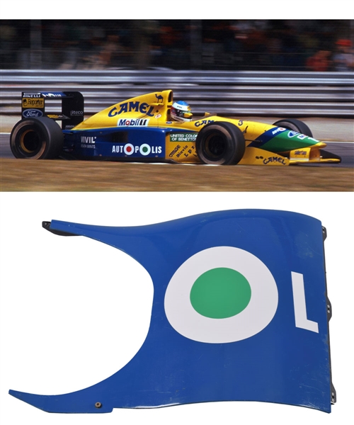 Michael Schumachers 1991 Camel Benetton Ford B191 Formula One Racing Car Side Pod Engine Cover used with Benetton F1 Racing Team COA