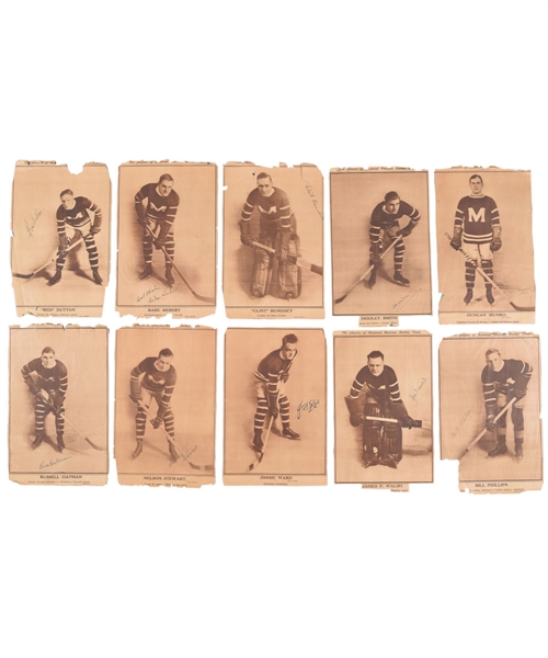Montreal Maroons 1927-28 Stanley Cup Finalists Signed Player Picture Collection of 10 with Deceased HOFers Benedict, Siebert, Dutton, Smith and Stewart