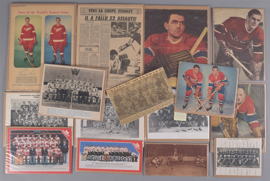 Montreal Canadiens 1930s/1960s Memorabilia and Autograph Collection with Team Pictures, 1950s/1960s Postcards and Much More!