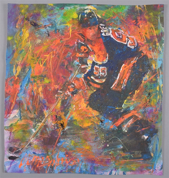 Wayne Gretzky Edmonton Oilers “The Maestro” Original Painting on Canvas by Renowned Artist Murray Henderson (17” x 18 ½”) 