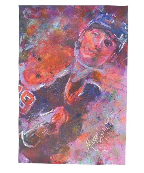 Wayne Gretzky Edmonton Oilers “The Glance” Original Painting on Canvas by Renowned Artist Murray Henderson (20 ½” x 30”) 