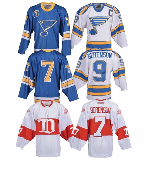 Gordon "Red" Berensons St. Louis Blues and Detroit Red Wings Event-Worn Jerseys (3) with His Signed LOA