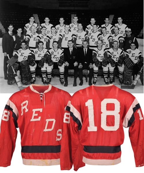 Pierre Gagnes Late-1960s AHL Providence Reds Game-Worn Jersey - Team Repairs!