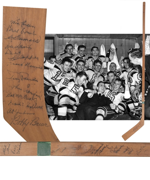 Boston Bruins 1940-41 Stanley Cup Champions Team-Signed Stick by 20 Including 9 Deceased HOFers