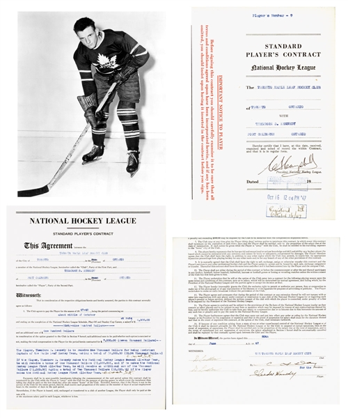 Ted Kennedys 1947-48 Toronto Maple Leafs Official NHL Contract - Signed by Deceased HOFers Kennedy, Day and Campbell