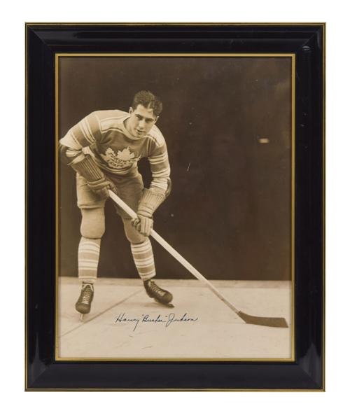 Spectacular Harvey "Busher" Jackson Toronto Maple Leafs Signed Framed Photo with JSA LOA (13 1/2” x 16 5/8”)