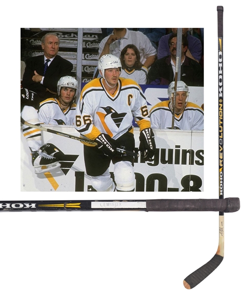Mario Lemieuxs 1995-96 Pittsburgh Penguins Signed Koho Game-Used Stick with COA - Art Ross and Hart Memorial Trophies Season!