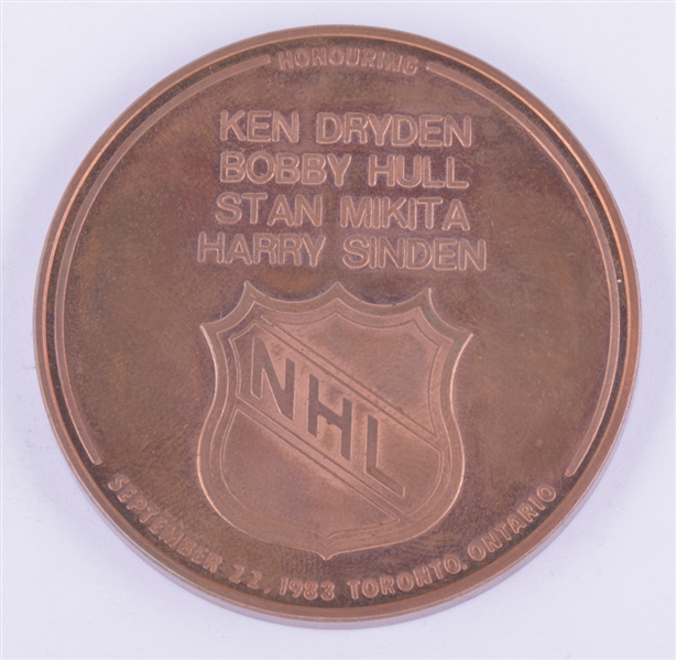1983 Hockey Hall of Fame Induction Dinner Medallion in Original Case Signed by Inductee Ken Dryden