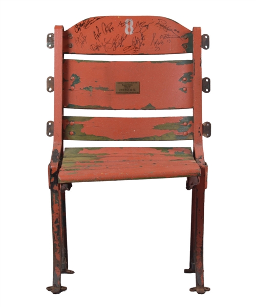 Boston Garden Orange Single Seat Signed by 14 Past Bruins Including Middleton and Linseman (32")