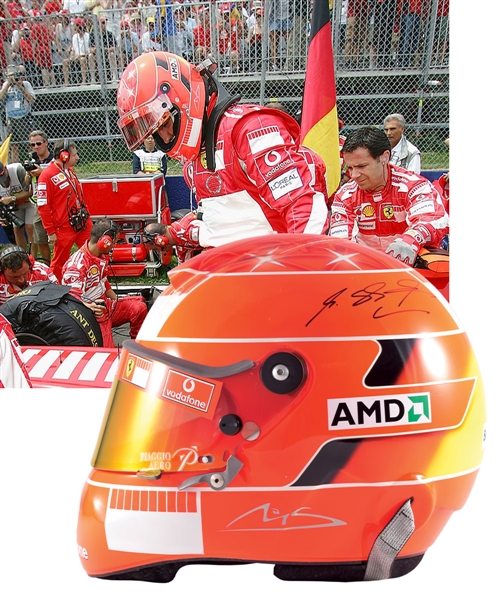 Michael Schumachers Mid-2000s Ferrari Signed Race-Issued Helmet with LOA