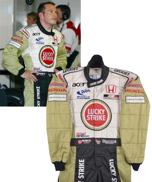 Jacques Villeneuve’s 2002 F1 Lucky Strike BAR Honda F1 Team Signed Race-Worn Suit with His Signed LOA