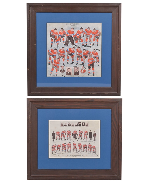 Montreal Canadiens Team Picture Collection of 10 Including 1932-33 Framed Uncut Jigsaw Puzzle and 1934-35 Framed Team Picture