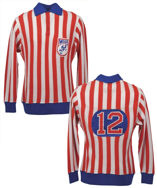 Mid-1970s WHA Red, White & Blue #12 Game-Worn Referee Jersey Attributed to Ron Asselstine