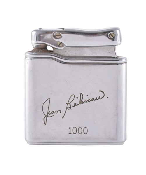 Jean Beliveaus 1967-68 Montreal Canadiens "1000 Points" Souvenir Lighter from His Personal Collection with His Signed LOA