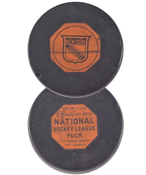 New York Rangers 1962-64 "Original Six" Art Ross Game Puck 