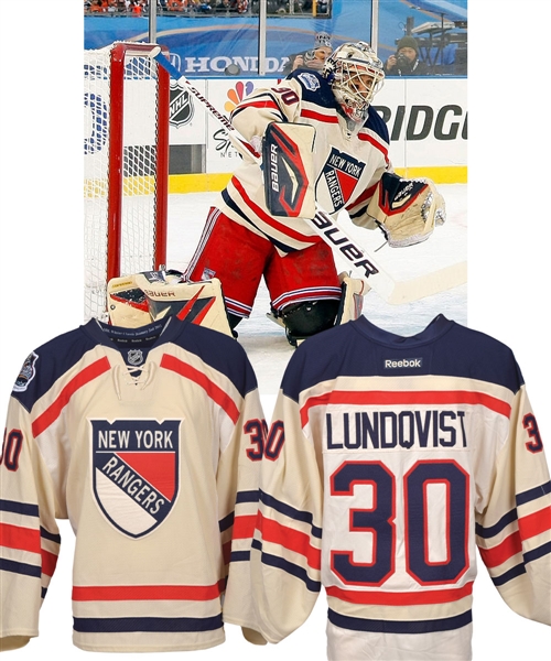 Henrik Lundqvists 2012 NHL Winter Classic New York Rangers Warm-Up Worn Jersey with NHLPA LOA