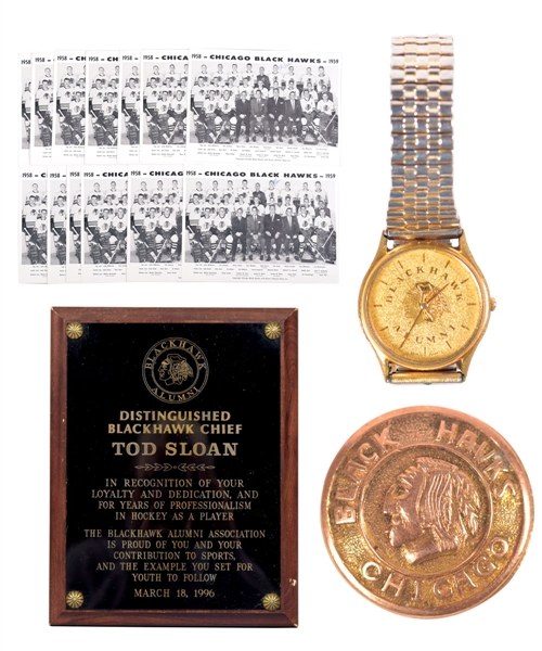 Tod Sloans Chicago Black Hawks Memorabilia Collection of 35+ Including 1960-61 Stanley Cup Champions Alumni Watch with Family LOA