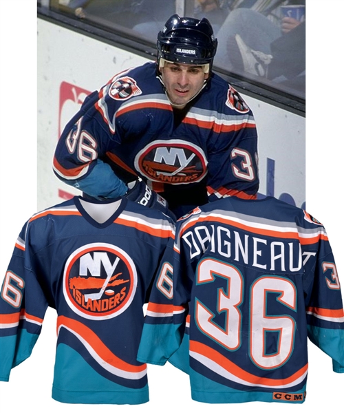 J.J. Daigneaults 1997-98 New York Islanders Game-Worn Jersey with His Signed LOA - Photo-Matched!
